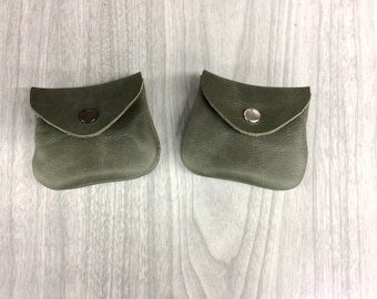 Leather coin purse, army green small coin purse, coin wallet, tiny coin purse, coin pouch, coin purse, purse, coin holder, have more in shop