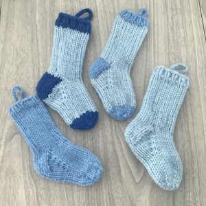 Light blue stocking, knit sock,Mini Christmas stocking,tiny knit sock,knit Easter stocking,Christmas stocking,Stocking ornament, Easter gift