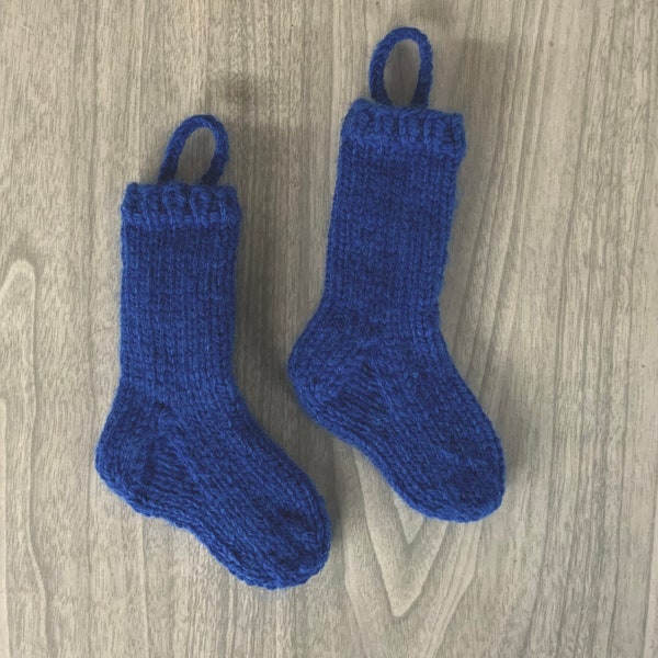 Blue hose or stocking,Royal blue knit sock,Mini Christmas stocking,tiny knit sock,knit College stocking,Christmas stocking,Stocking ornament