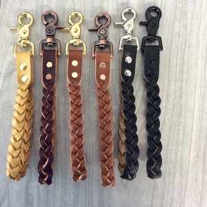Wrist strap fob,9-1/4", Braided leather key,swivel snap braided key, Latigo braided keyfob,black leather keyfob,leather key Lanyard,keychain bild 5