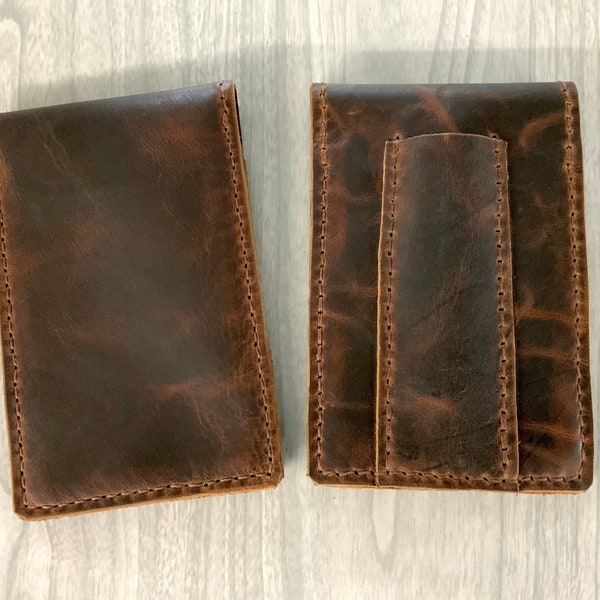 Leather flip note pad cover, small memo book cover, notebook cover with pen loop, 3”x5” notebook, memo book cover, pocket for credit cards