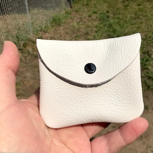 Rosary pouch, white rosary holder,Leather coin purse, coin pouch,money purse,confirmation gift,Catholic, leather coin bag,rosary purse,coins