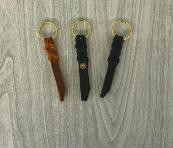 Braided Leather Keychain, Key Fob, Leather Key Chain, Genuine Leather  Keyfob,keychain, Practical Small Keychain, 12 Gauge, Practical KEYFOB 