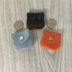 Tiny coin purse, small coin purse, orange, blue, brown coin purses, teeny ring pouch,leather ring purse,ring container,collector coin purse