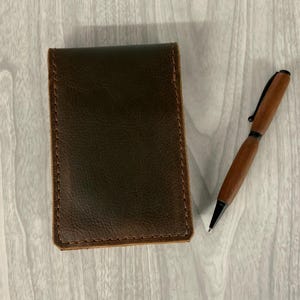 Leather flip note pad cover, small memo book cover, notebook cover ,  3”x5” notebook, memo book cover, pocket for credit cards