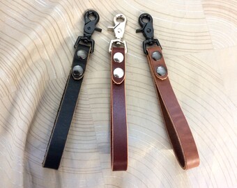 Unsnap Wrist strap keyfob, 9" keyfob,swivel snap leather keychain,Latigo wristlet key holder, leather key fob, leather key Lanyard, keychain