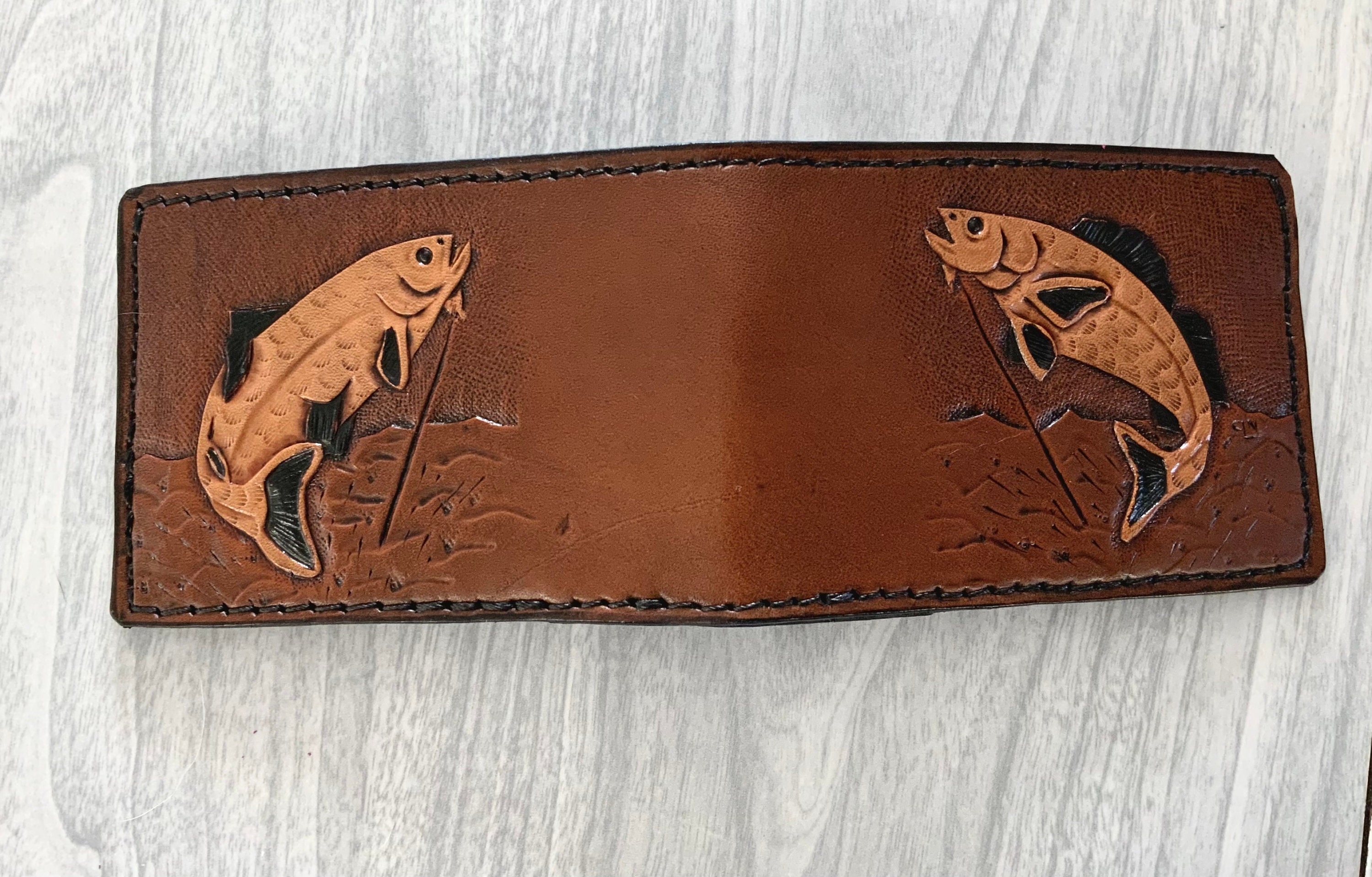 Fish, Fish Billfold, Wallet Has Two Fish On, Hand Carved, Tooled