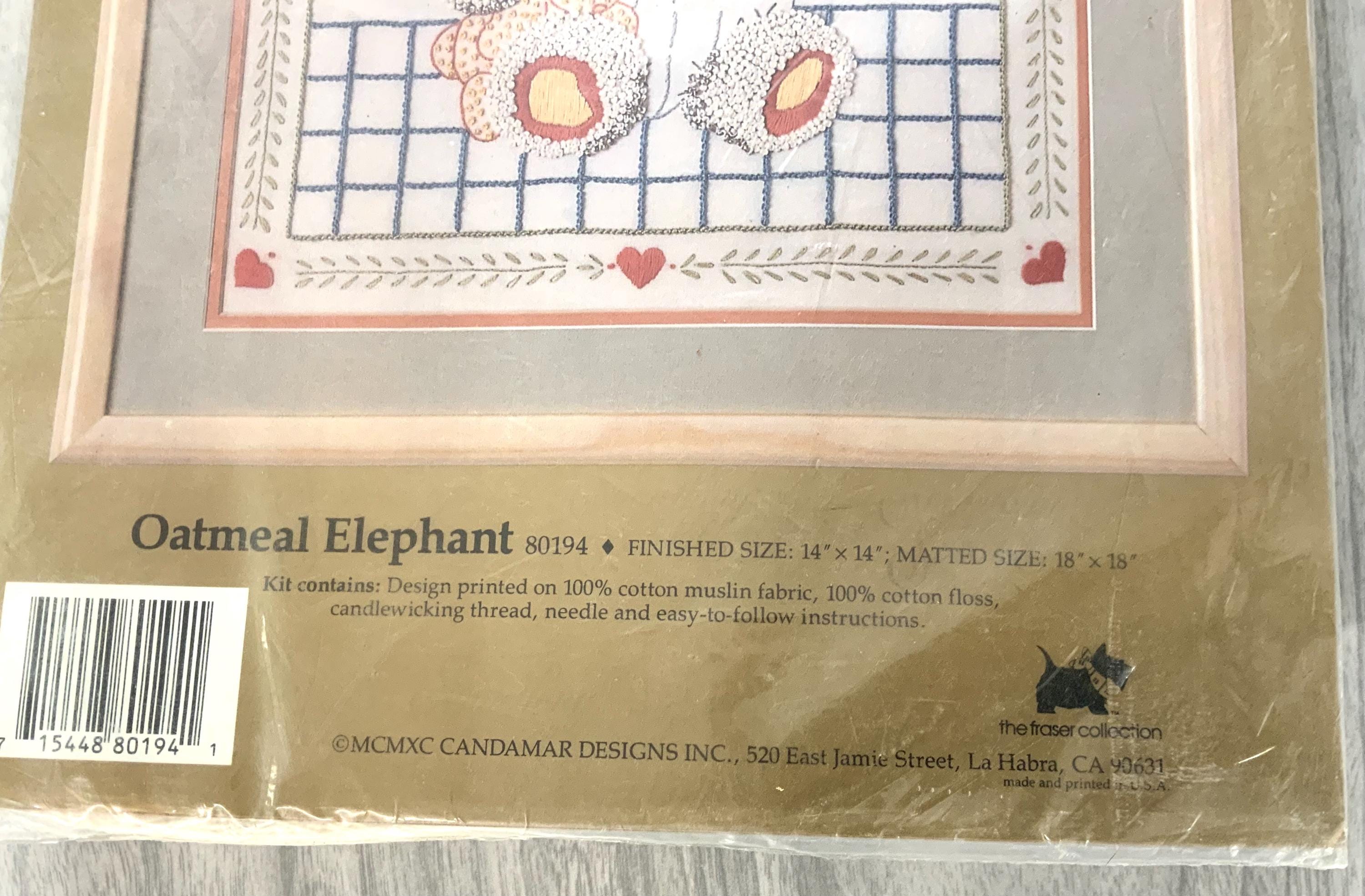 ◆BLUE ELEPHANT◆ BECCA oatmeal Vintage Oatmeal Elephant Embroidery Kit,something Special