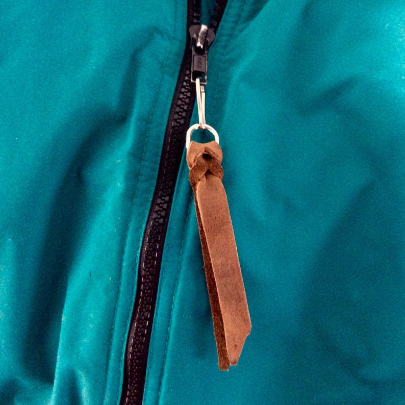 Zipper pull, leather zipper pull, purse zipper pulls, coat zipper pulls, jacket zipper pulls, leather zipper pull tab, handmade zipper pull image 4