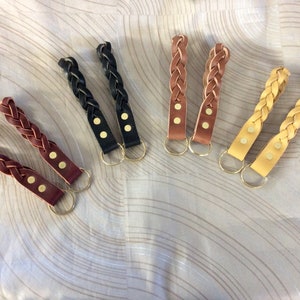 6” Braided leather belt keyfob, braided leather keychain, Latigo braided key fob, leather keyfob, leather key chain, key chain, key fob, key