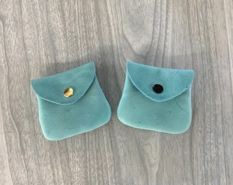 Small coin purse,turquoise/aqua,Leather coin purse,tiny coin purse,rosary purse,coin pouch,money purse,genuine leather,coin,leather coin bag