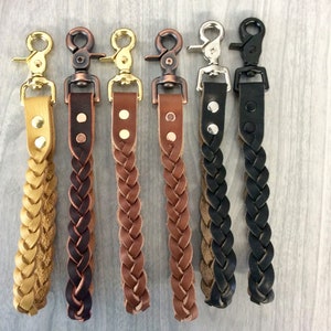 Wrist strap fob,9-1/4", Braided leather key,swivel snap braided key, Latigo braided keyfob,black leather keyfob,leather key Lanyard,keychain bild 4