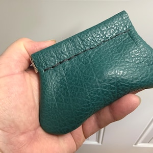 Green Squeeze Coin purse, leather coin purse,soft coin purse, leather coin pouch,snap coin purse,squeeze frame purse,USA made,change purse