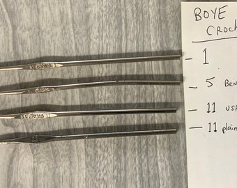 Steel BOYE crochet hook, sold singularly, different sizes hooks, crochet hook, steel crochet hooks,vintage crochet hook,crocheting,hook