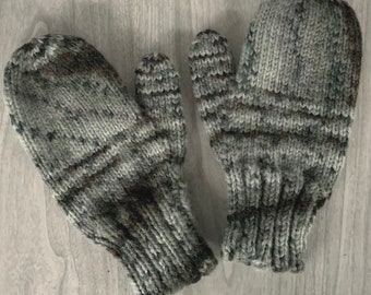 Childs part wool mittens, childs hand knit mittens, childs  mittens, wool acrylic mittens, mittens, hand knit, classic knit partwool mittens