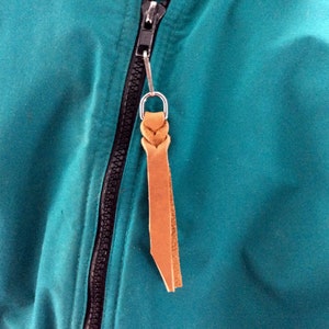 Zipper pull, leather zipper pull, purse zipper pulls, coat zipper pulls, jacket zipper pulls, leather zipper pull tab, handmade zipper pull image 3