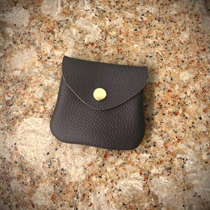 Small coin purse, leather coin purse, tiny coin purse, ear bud case, coin pouch,money purse,genuine leather,coin, rosary, coin bag, brown