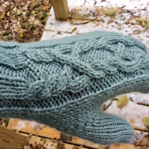 Adults mittens, arcrylic and wool hand knit mittens, lt blue grey, hand,Adults mittens,acrylic mittens,mittens, hand knit,cable knit mittens