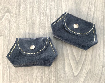 Coin purse, leather coin purse, leather, handy coin purse, blue leather coin purse, genuine leather, leather coin purse, coin holder