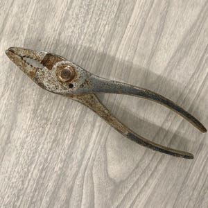 Vintage Proto 202 pliers,6-1/2&quot; slip joint thin nose pliers,Los Angeles MFD USA,pliers with hole thru both pieces,older pliers, mancave tool