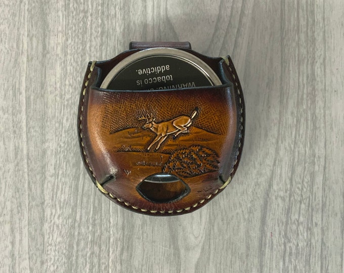 Deer, Snuff Can Holder, Leather Snuff Can Case, Snuff Holder Hangs on