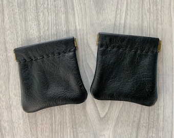 Black Squeeze Coinpurse,man’s leather coin purse,soft coinpurse,leather coin pouch,snap coin purse,squeeze frame purse,USA made,change purse