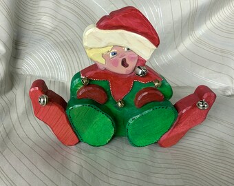 Wooden elf, wooden shelf elf, wood elf, wood shelf elf, elf decoration,carved wooden elf,hand carved and painted elf, Christmas decoration