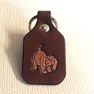 Dog, puppy, pets, Key fob, key ring, leather key fob, leather key ring, leather dog keyring, genuine leather, puppy keychain, beagle key-fob
