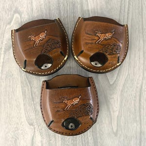 Clip on deer snuff case, Snuff can holder, leather snuff can case,snuff holder,chew tobacco holder,snuff can holder,deer jump,jerkycase,deer