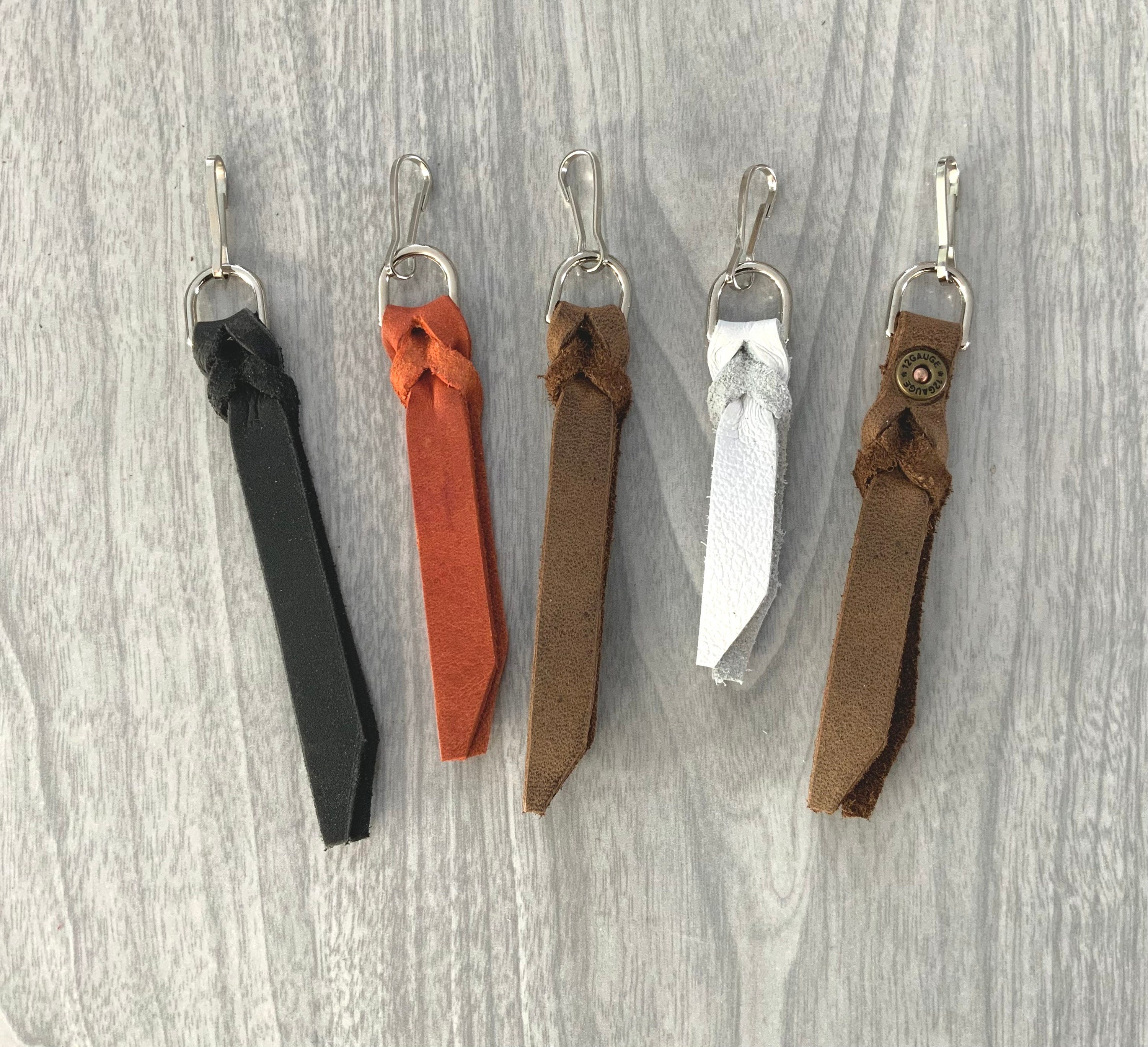 Custom leather zipper pulls for brands