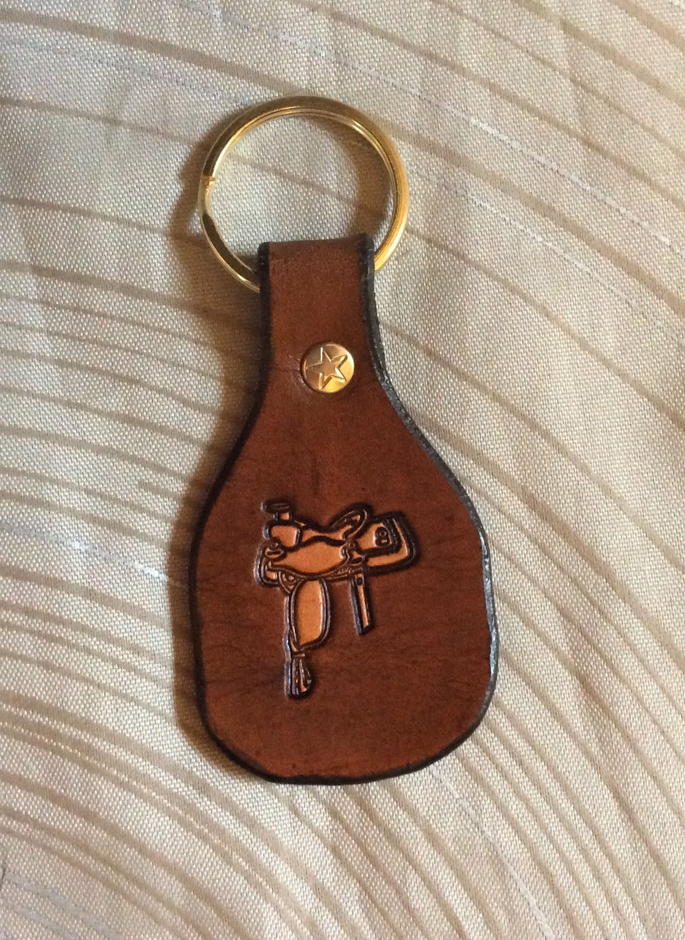 Leather saddle key fob leather key chain key fob key Etsy