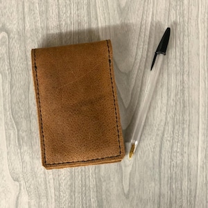 Funda de cuero para bloc de notas, funda para cuaderno de notas pequeño, mini cuaderno de notas, cuaderno de 3” x 5”, funda para cuaderno de notas, cuaderno de notas de 50 a 80 hojas, bolsillo para tarjetas de crédito