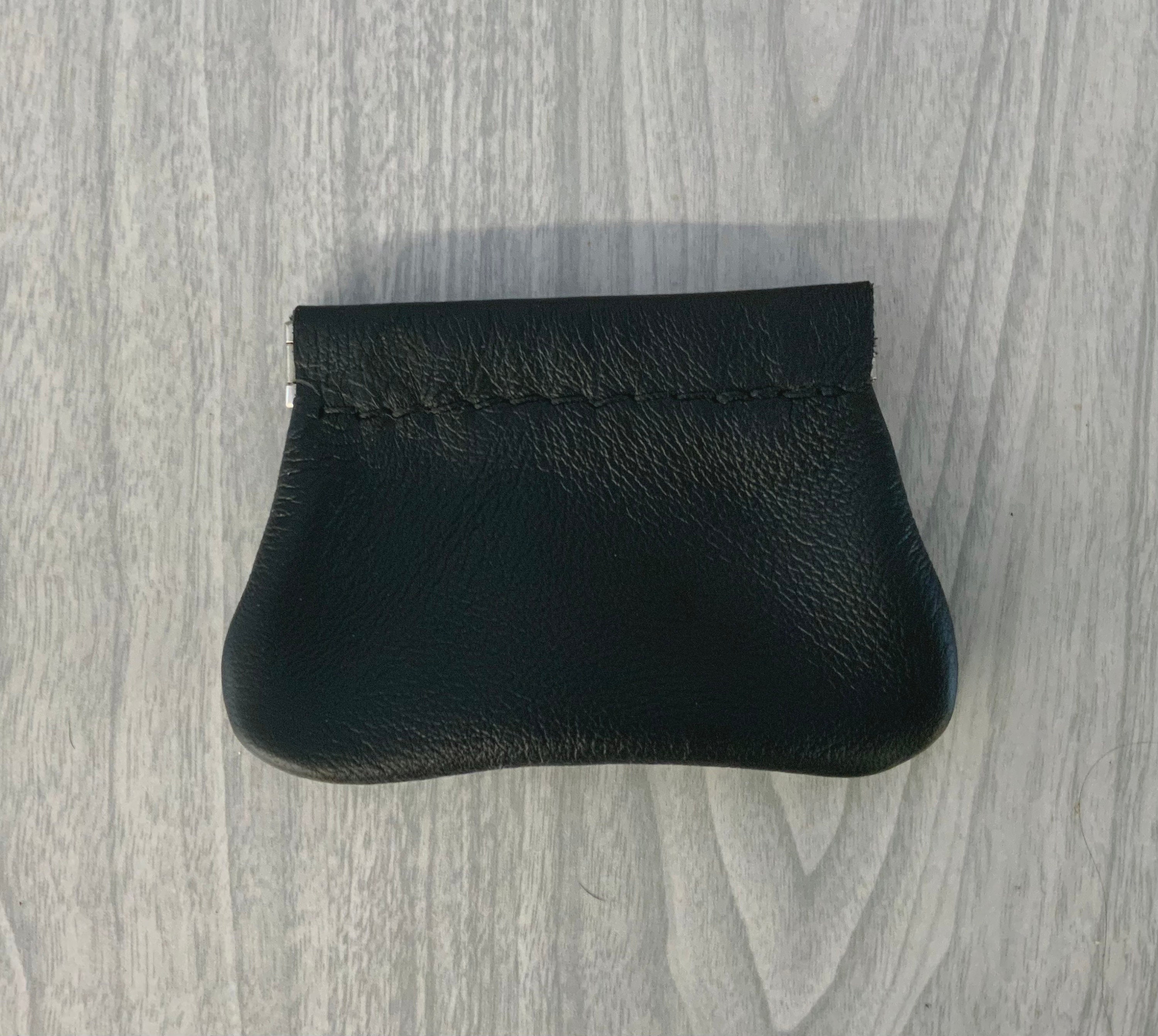 小物 forme Coin purse black Black Woven Leather Circle Pouch, Attachable Bag, Coin Purse