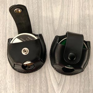 Black Snuff can holder with belt loop or clip, leather snuff holder, snuff holster, leather snuff can holder, dip case, jerky, snuff pouch
