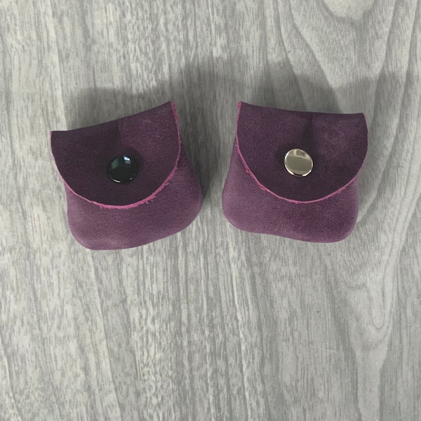 Tiny coin purse, small coin purse, purple coin purse,teeny ring pouch, small leather ring purse, ring container,collector coin purse,concord