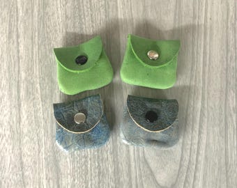 Tiny coinpurse,guitar pick purse,teeny coin purse,blue or green coin purse,teeny ring pouch,leather ring purse,ring container,collector coin