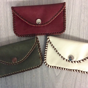 Credit card purse,Coin,leather coin purse,red green off white coin purse,laced and stitched purse,coin purse ,leather coin,soft credit purse