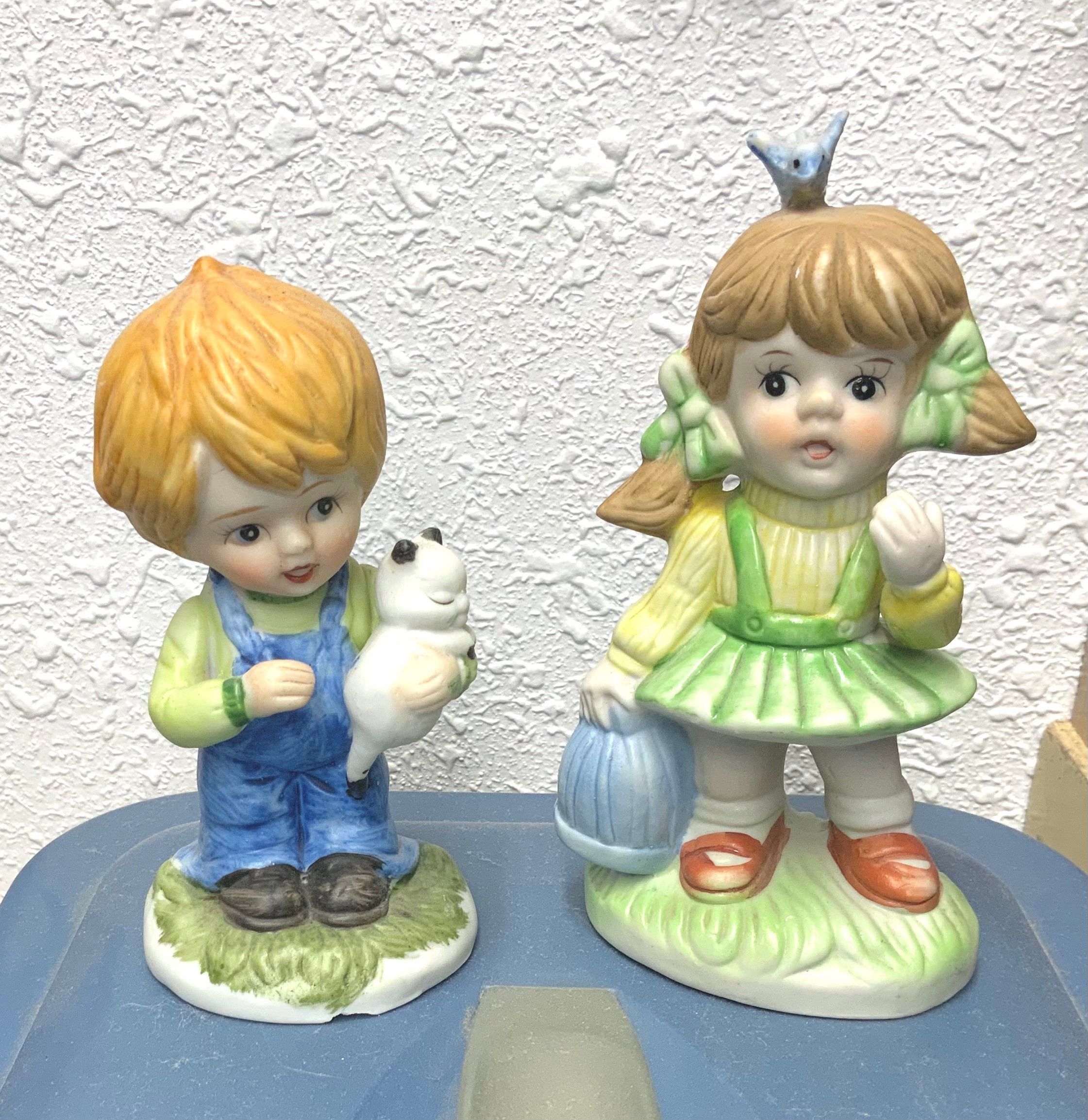 Vintage HOMCO Girl Figurine With Bird & Birdcage 