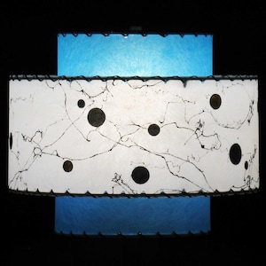 new mid-century fiberglass 3-tiered lamp shade hand-painted authentic whipstitched atomic fully-assembled lampshade