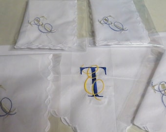 Wedding Hankies + 2 initials in choice of colours