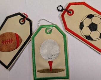 Sports Tags for Sports Bag / PE Bag Tag + contact card in pocket on reverse