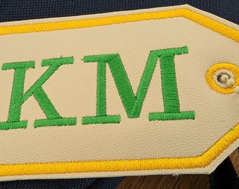 Personalised Initials Luggage Bag / Suitcase / Handbag Tag PLUS contact card in pocket on reverse