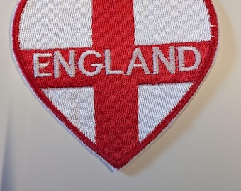 Embroidered England Football Cross and Heart Patch - Iron on or Sew on