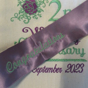 Personalised Cotton / Linen Anniversary gift Embroidered T-Towel 1st 2nd 4th etc image 9