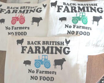 Back British Farming Canvas Over shoulder Bags with Tractor & Animals