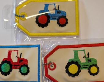 Tractor Tags for Tool Kit, Suitcase, Lunch Box etc PLUS contact card in pocket on reverse