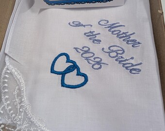 Wedding Hankies - Mother / Father of the Bride 5 styles in mini box