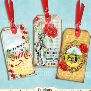 Wizard of Oz Quote Tags Junk Journal Scrapbook Collage Sheet Hang Tags DIGITAL DOWNLOAD Party Rainbow Scrapbooking Party Tags