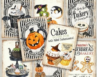 Digitale Halloween süße Leckereien Collage Sheet Halloween, Journal Karten, Digitalbild, Scrapbook Karten, printable Download ACEO Digitale Karten