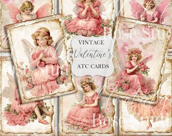 Vintage Angel Collage Sheet, Tags, Journal Cards, Digital Image, Scrapbook Cards, Printable Download, ACEO, Digital Cards Fairies